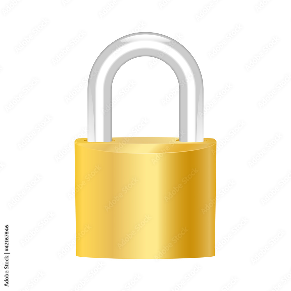 Brass padlock. Vector illustration Brass padlock. Vector illustration
