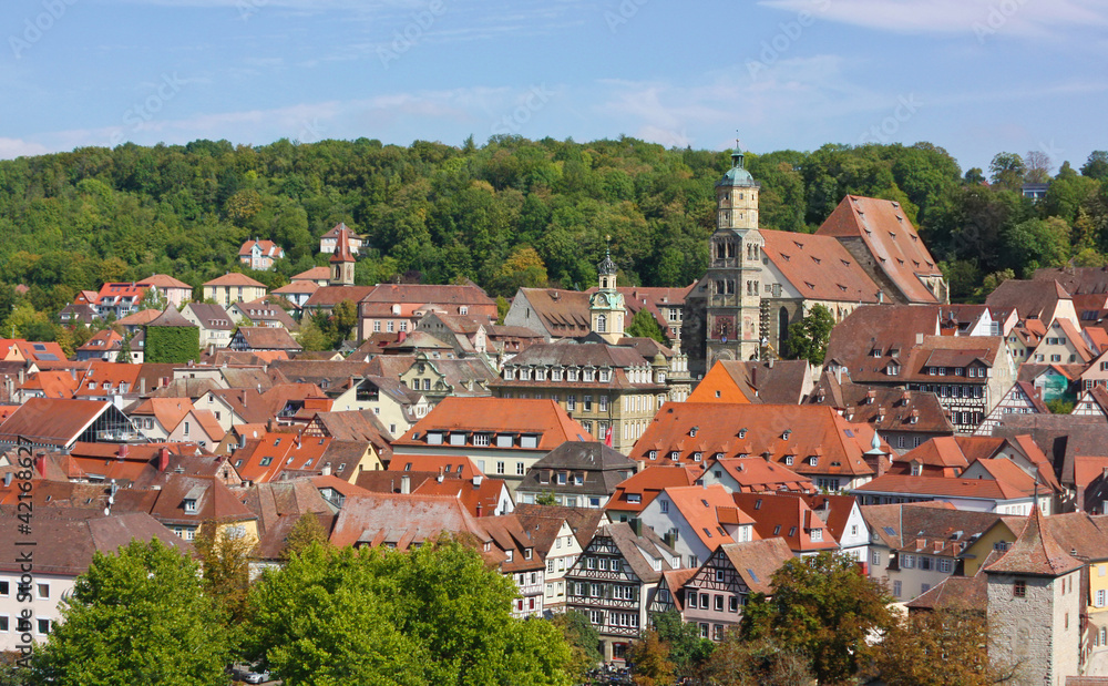Obraz premium Panorama of Schwäbisch Hall,Baden-Württemberg,Germany