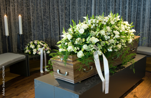 Coffin in morgue