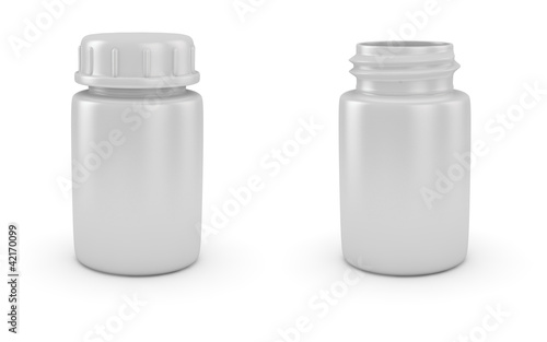 Open and closed pill bottles