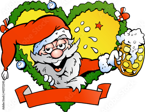 Hand-drawn Vector illustration of an drunk santa
