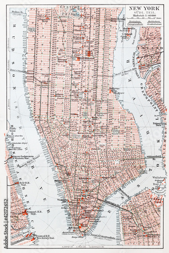 Vintage map of South Manhattan - New York © nickolae