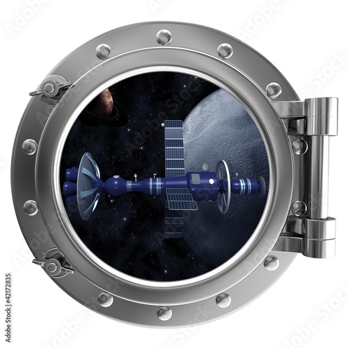 Porthole overlooking the spacecraft
