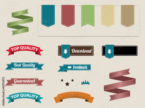 Set of retro ribbons and labels