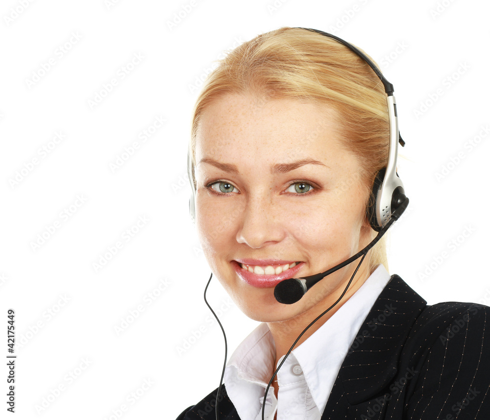 A female customer service consultant, closeup A female customer service consultant, closeup