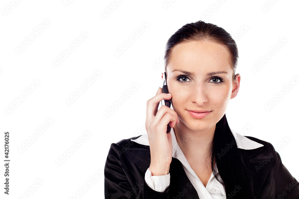 Businesswoman talking on the phone. Isolated Businesswoman talking on the phone. Isolated