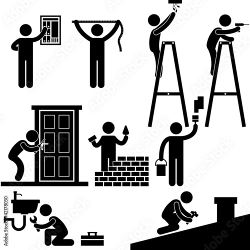 Handyman Electrician Contractor Working Fixing Repair