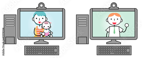 スカイプで家族団らん