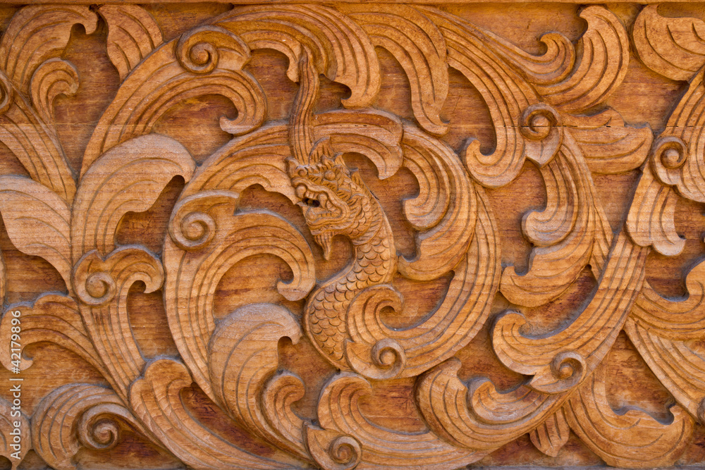 Old wood Thai pattern Handmade