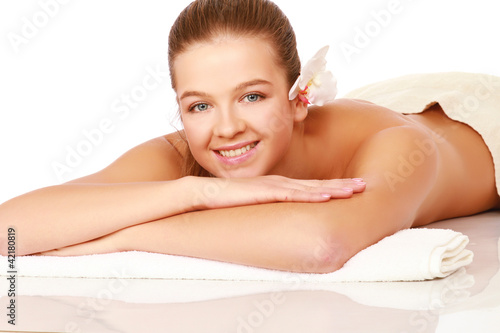 Young woman at spa procedure