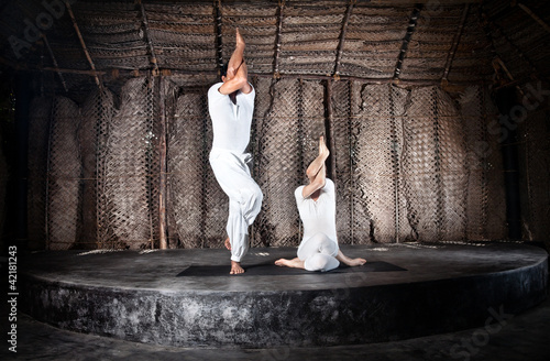 Couple yoga garudasana photo