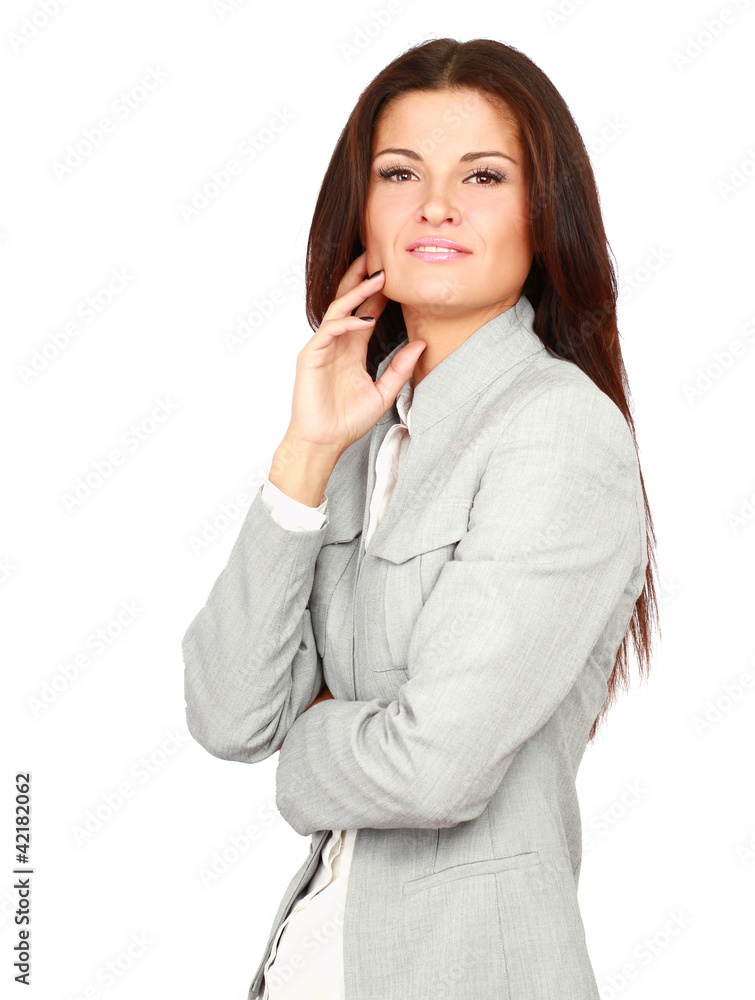 A successful young businesswoman, isolated on white