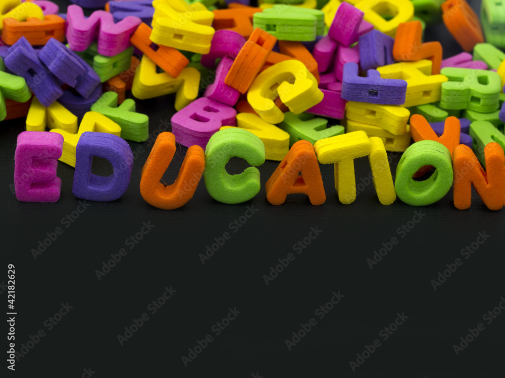 Naklejka premium education title made of rubber letters