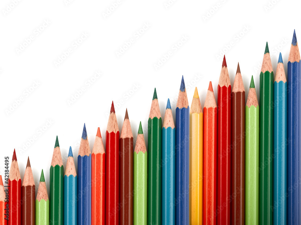 Business graph illustrating increase made up of colored pencils Business graph illustrating increase made up of colored pencils