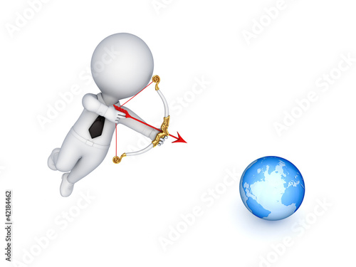 3d person shooting an arrow at a globe. © rukanoga