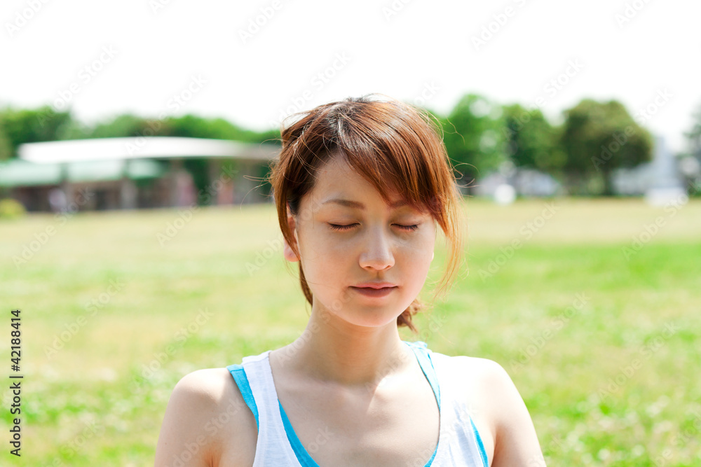Beautiful young woman in park Beautiful young woman in park