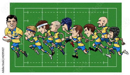 Cartoon rugby team