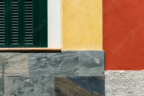 Colorful mediterranean house wall and window photo