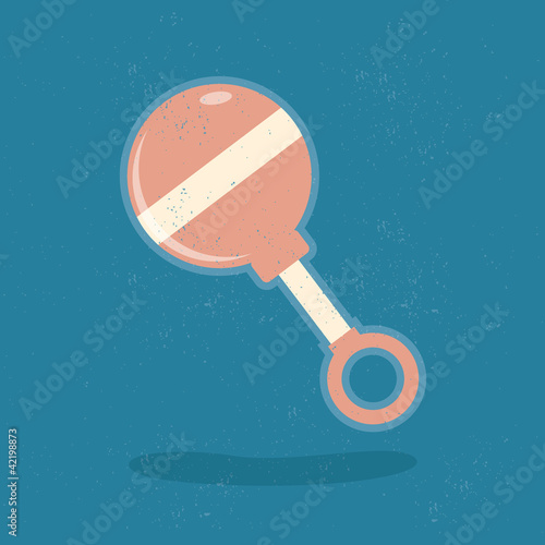 Baby grunge grained retro background,cartoon rattle toy