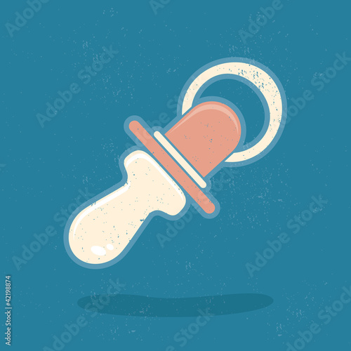 Baby grunge grained retro background,cartoon pacifier toy