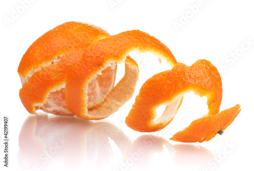 Ripe tasty tangerines with peel isolated on white