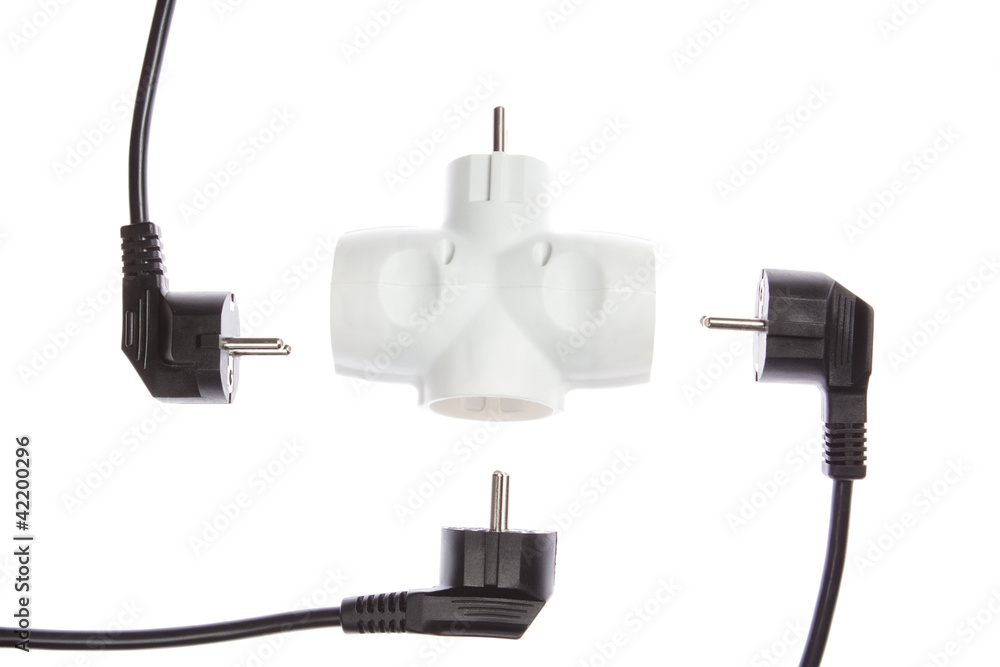 The wires are not connected to an electric tee. On a white backg The wires are not connected to an electric tee. On a white backg