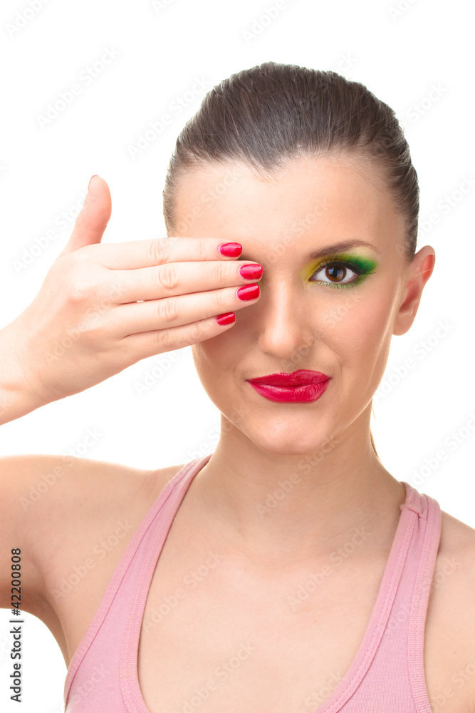 portrait of sexy young woman with glamour make up and red portrait of sexy young woman with glamour make up and red