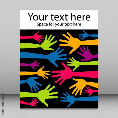 Bright hand pattern leaflet design.