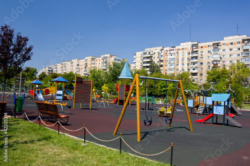 Wallpaper Mural Playground in Bucharest / Children park against communist flats Torontodigital.ca