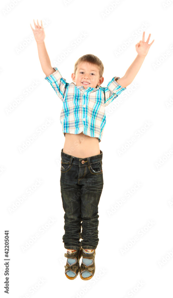 little boy jumping isolated on white little boy jumping isolated on white
