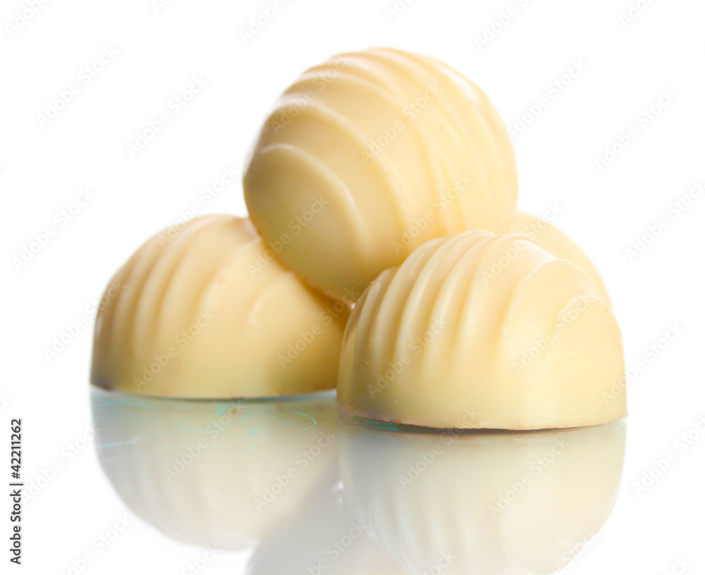 Candy in white chocolate isolated on white Candy in white chocolate isolated on white