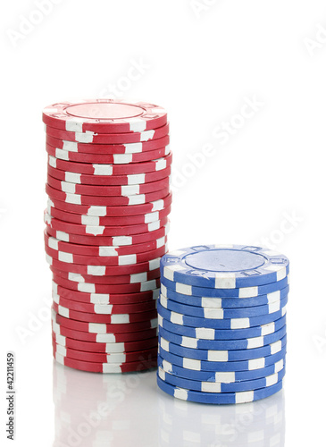 Casino chips isolated on white