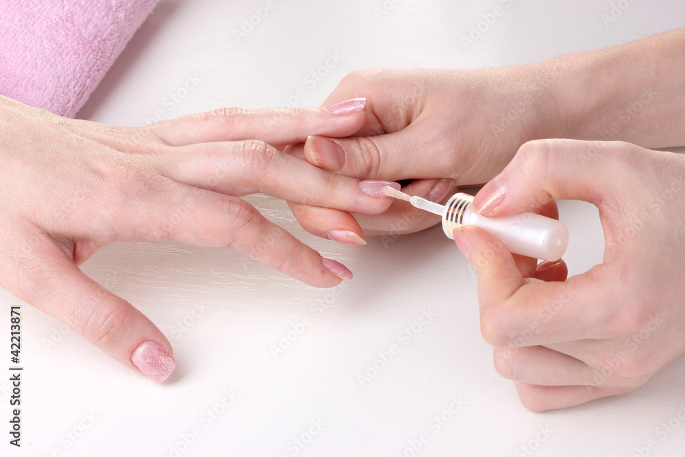 Manicure process in beautiful salon Manicure process in beautiful salon
