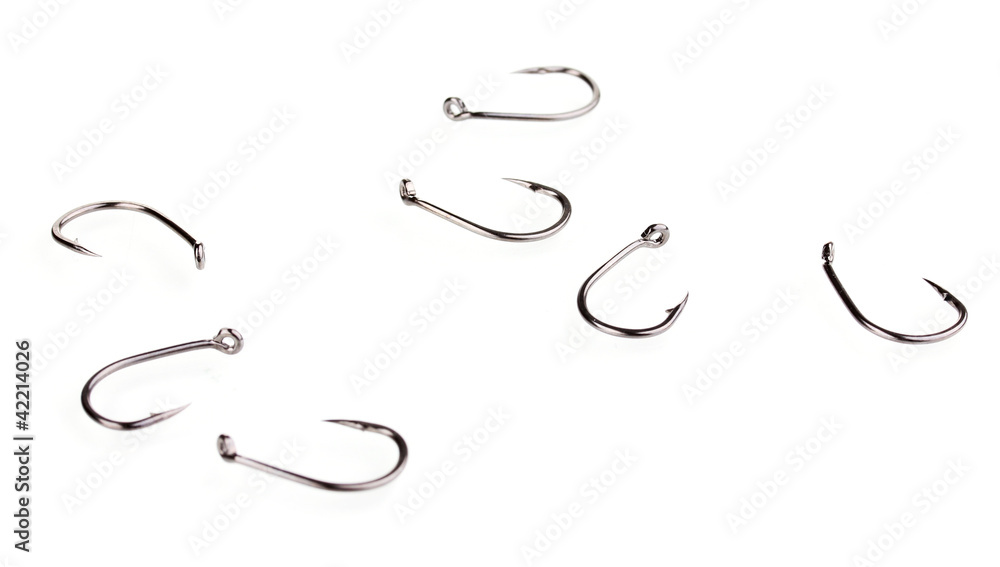 Fish hooks isolated on white Fish hooks isolated on white