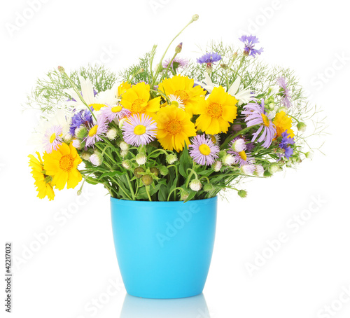 Wallpaper Mural bouquet of wildflowers in flowerpot isolated on white Torontodigital.ca