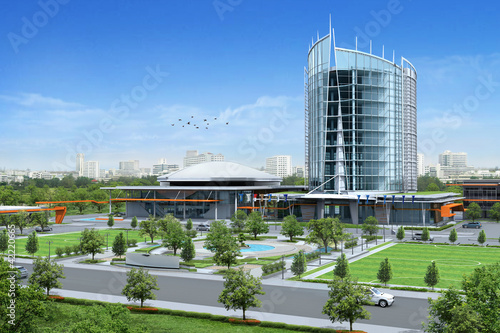 3D render of a building