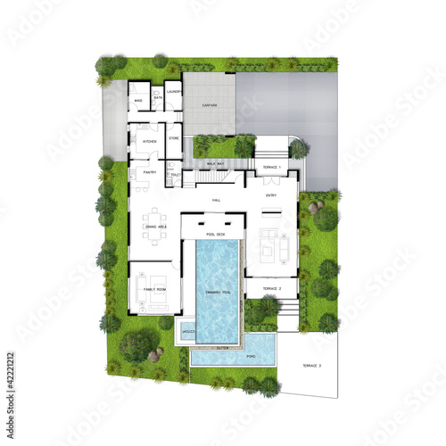 Planning of house with green area