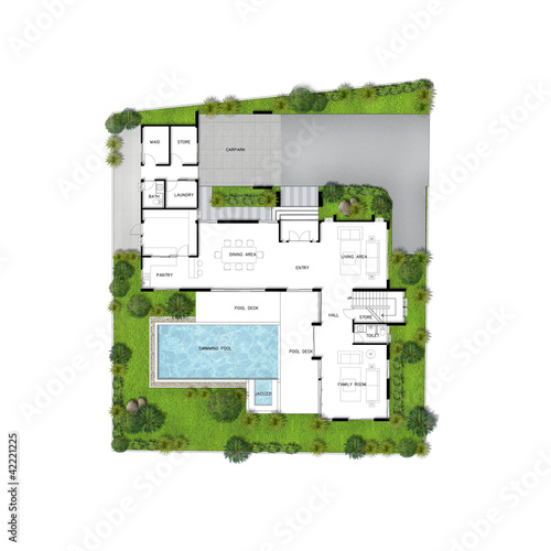 Planning of house with green area