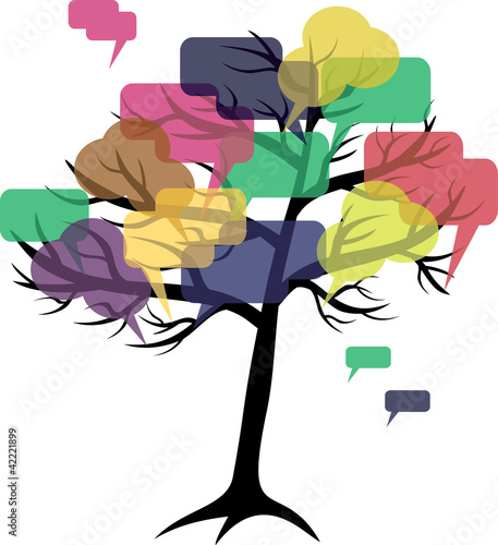 forum or chat: in  tree of speech bubbles concept