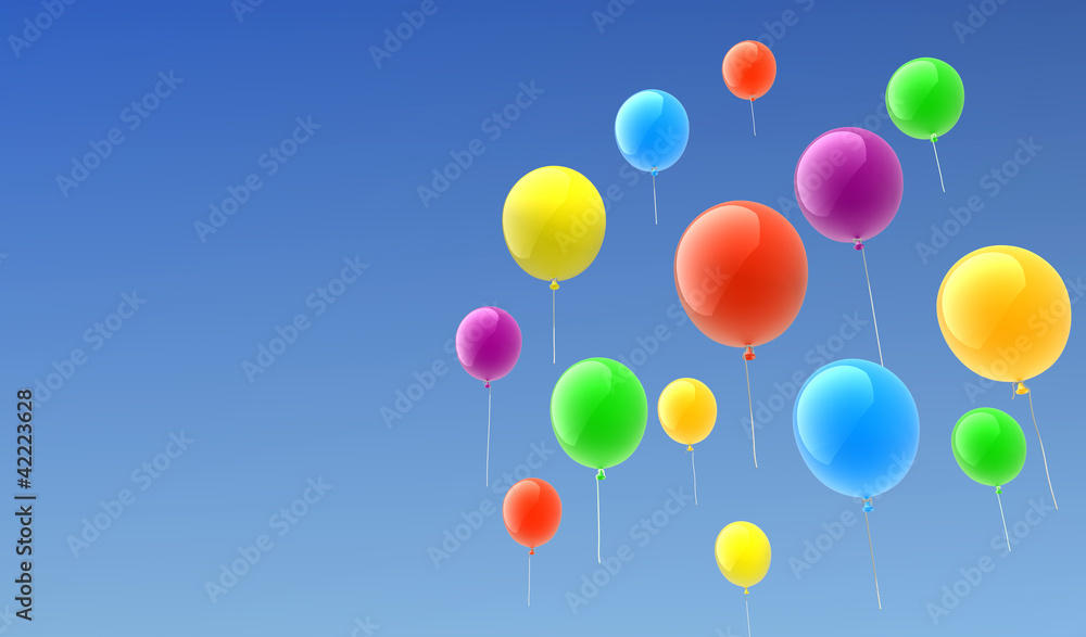 bunte Luftballons & blauer Himmel