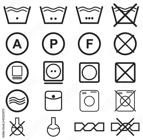 Set of washing symbols