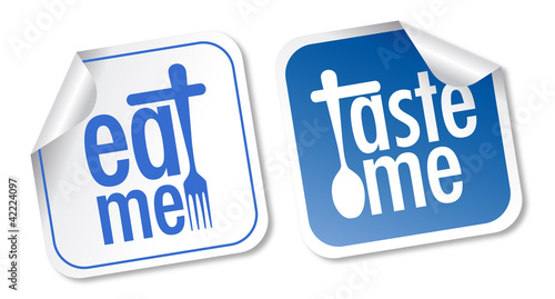 Taste me and Eat me stickers