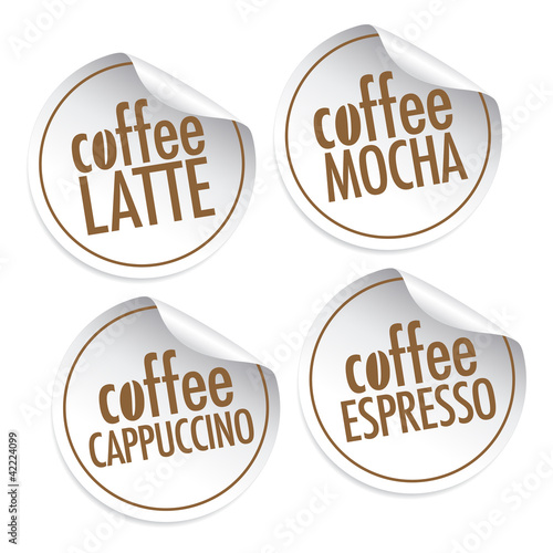 Latte, Mocha, Cappuccino and Espresso stickers