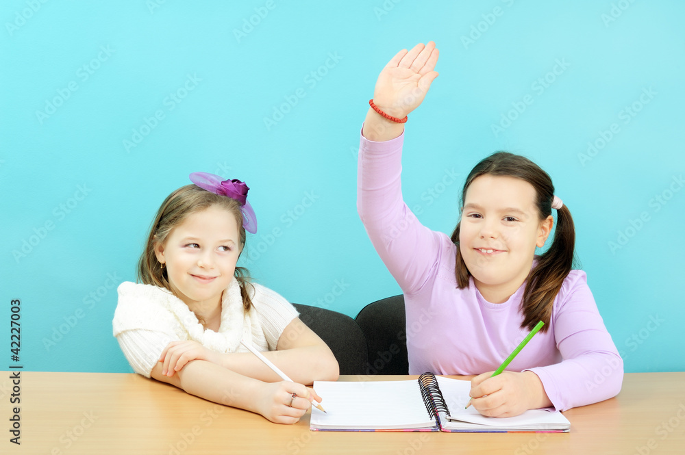 Real schoolgirsl doing her schoolwork Real schoolgirsl doing her schoolwork