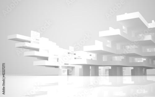 abstract townhouses forming a small white town.