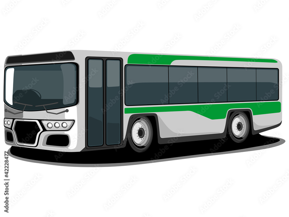 Vector illustration of a green and white Bus.
