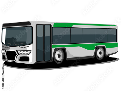 Vector illustration of a green and white Bus.
