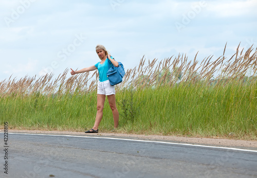Hitchhiking girl © Konstantin Kulikov