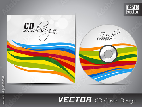 Vector CD cover design with colorful wave design.