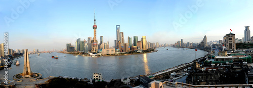 panorama of pudong seen from shanghai, China